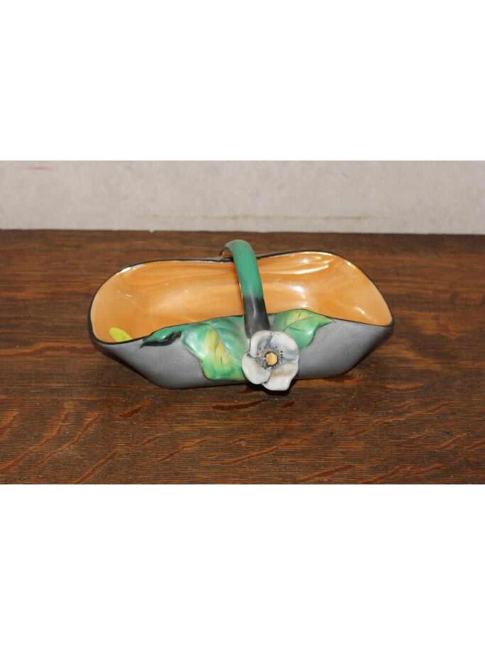 Vintage Noritake Orange Luster Nut Candy Basket Dish